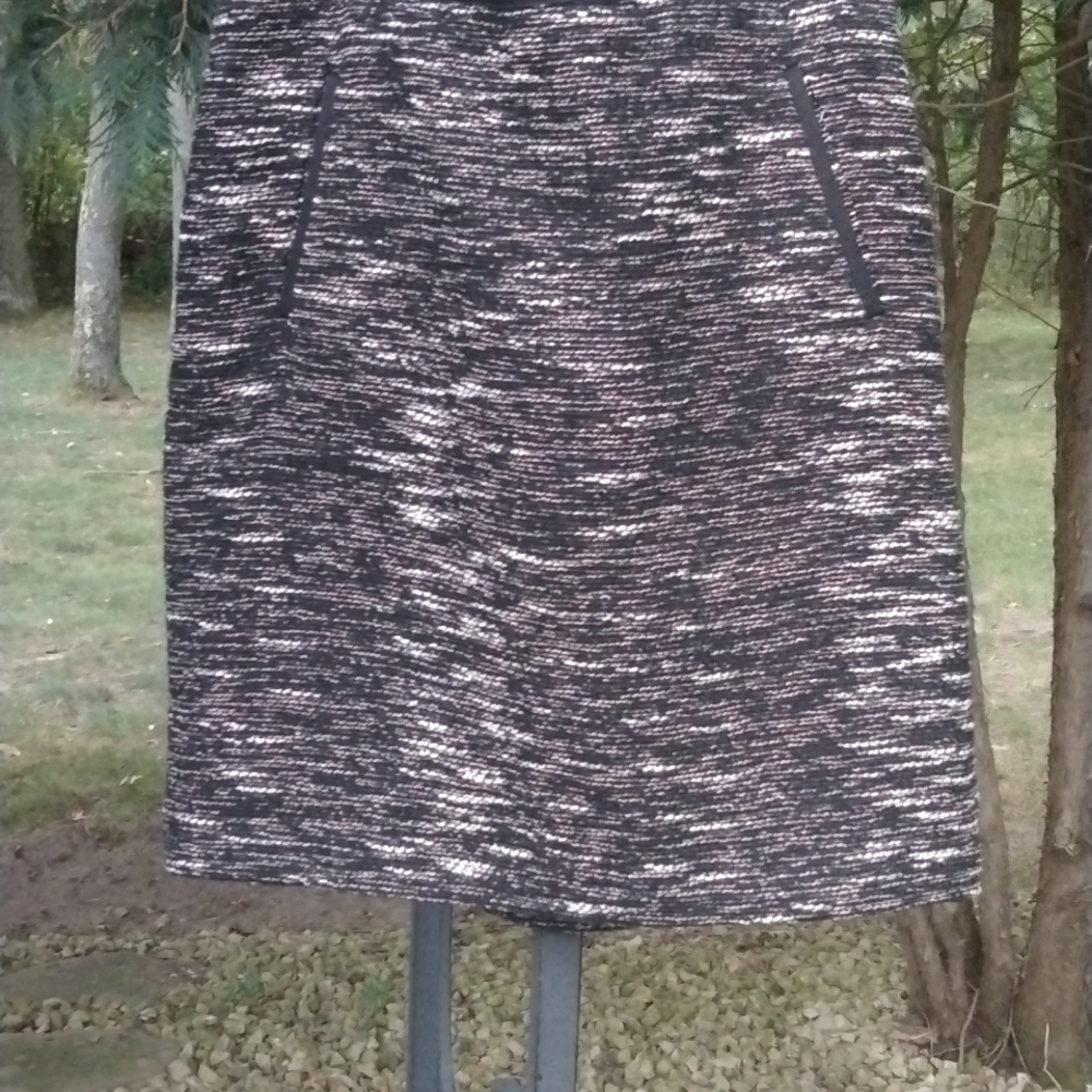 Talbots Pencil Skirt • Black Space Dye Wool Pencil Skirt Fully Lined 8 NWOT